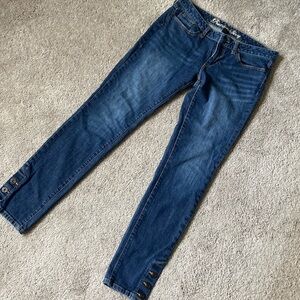 Gap Premium Skinny Blue Denim Jeans Low-Mid Rise Ankle Buttons Women's Size 8
